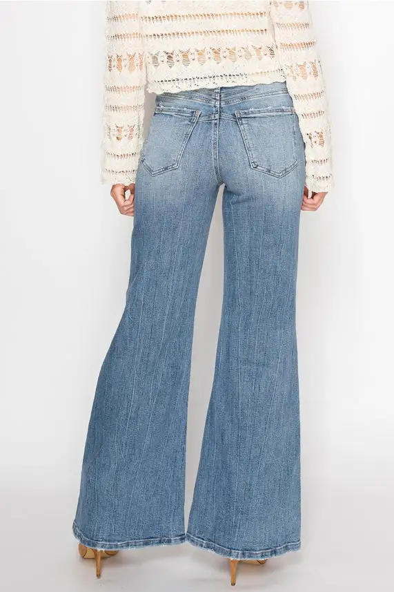 Modern High Rise Wide Leg Stretch Denim Jeans