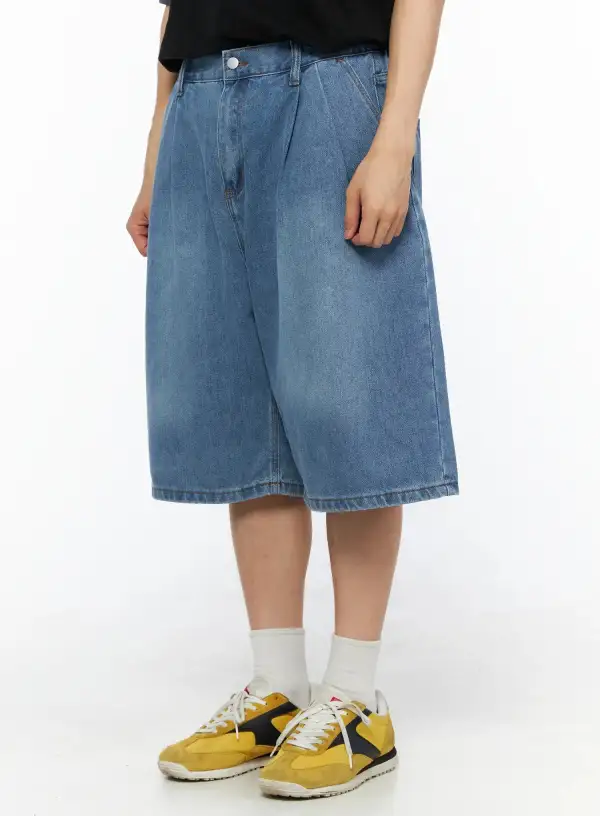 Men's Pintuck Denim Shorts