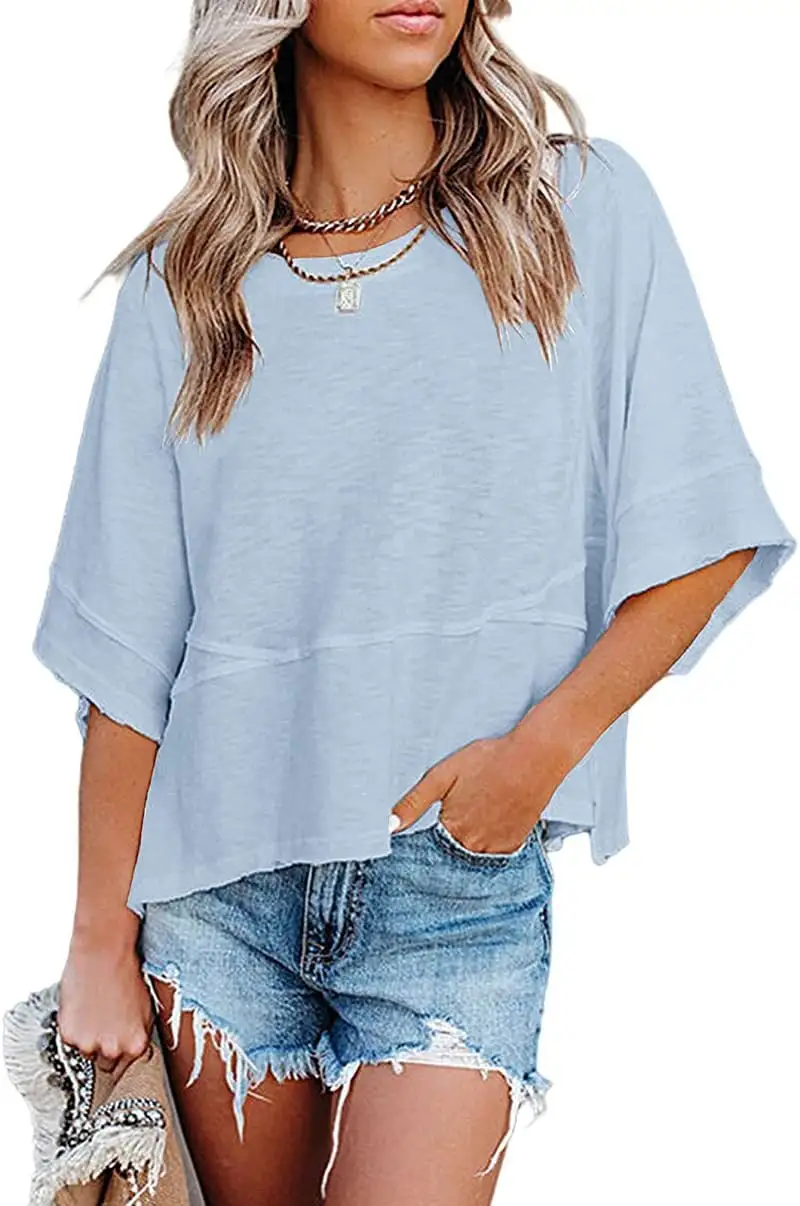 Women's Comfortable Slouchy Short Sleeve T-Shirts - Breathable & Roomy