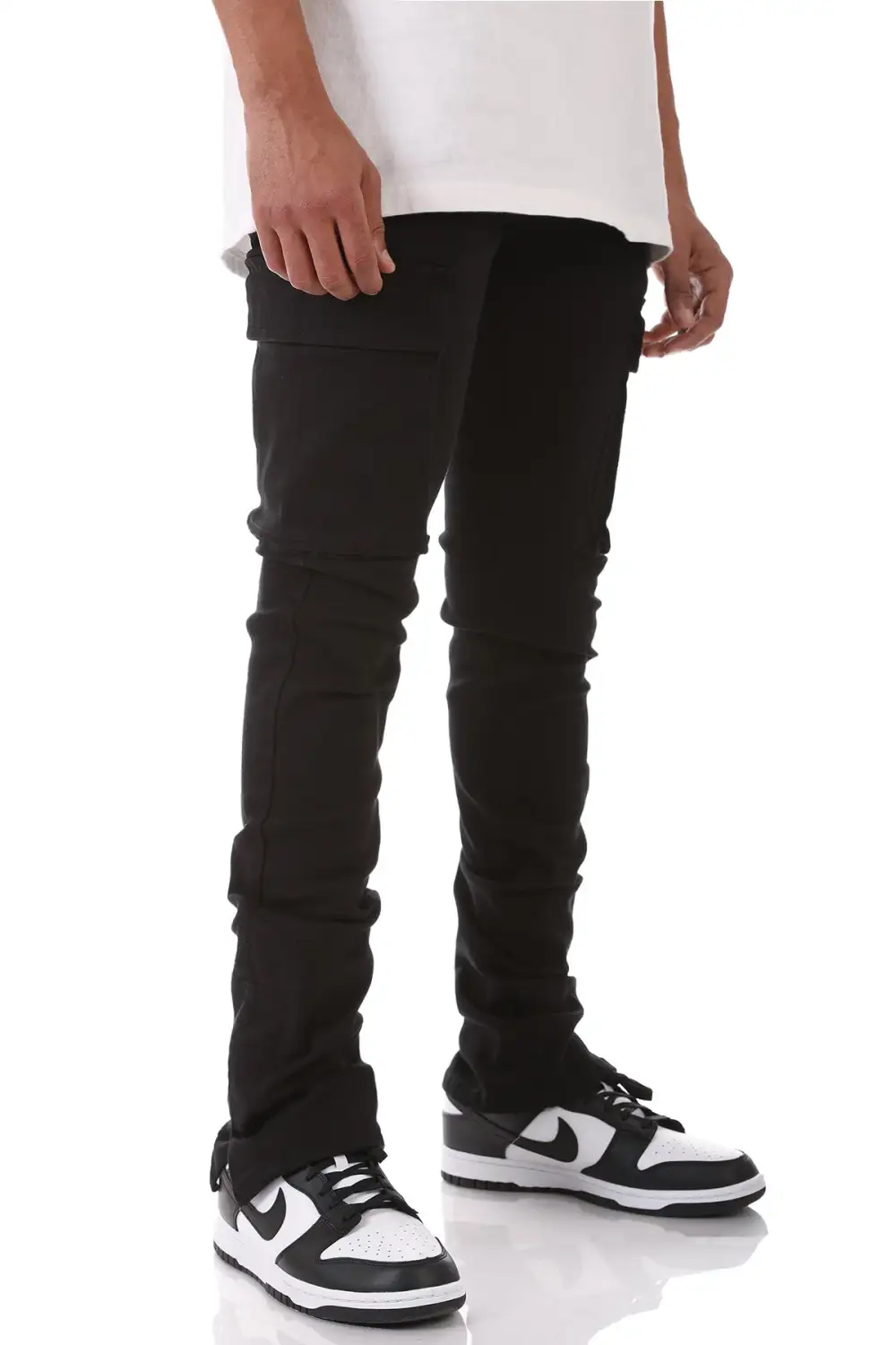 Men's Streetwear Flare Skinny Stacked Pants