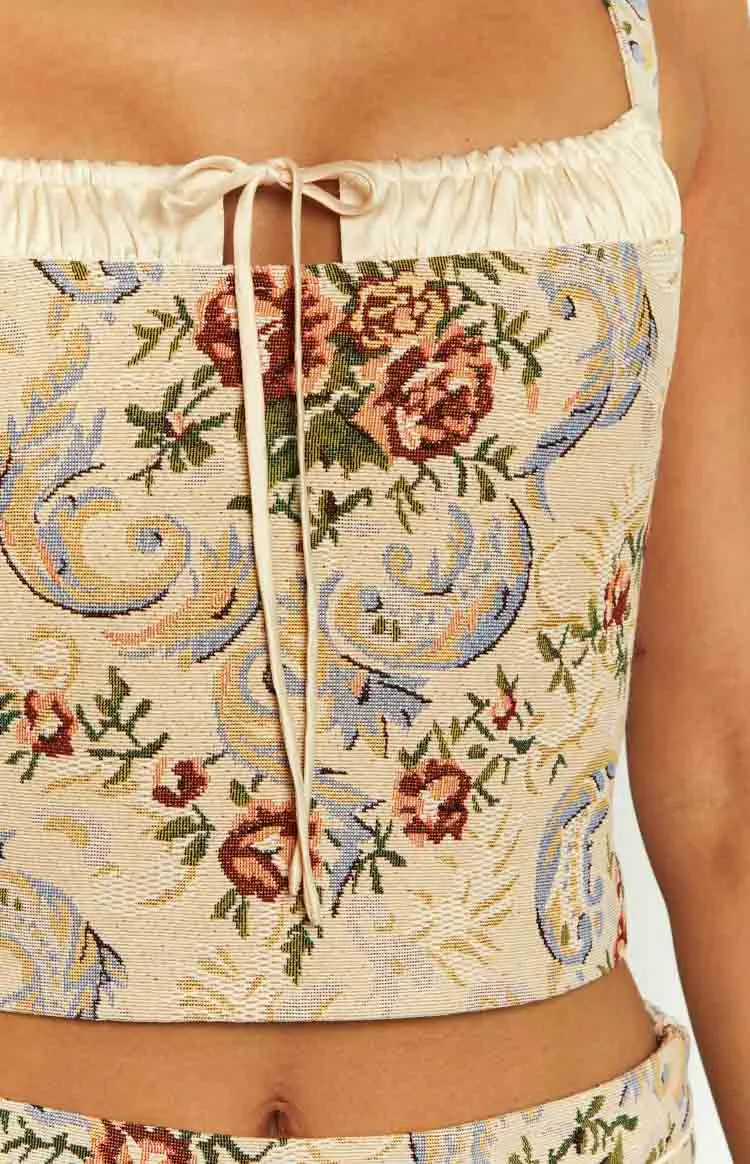 Floral Print Cropped Camisole Top