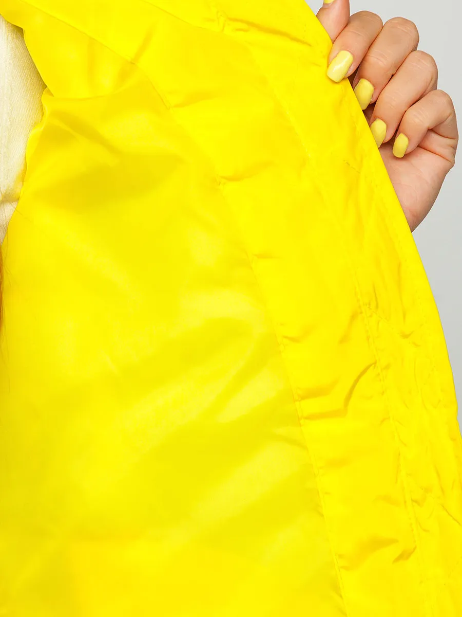 Women's Yellow Quilted Winter Jacket Without Hood