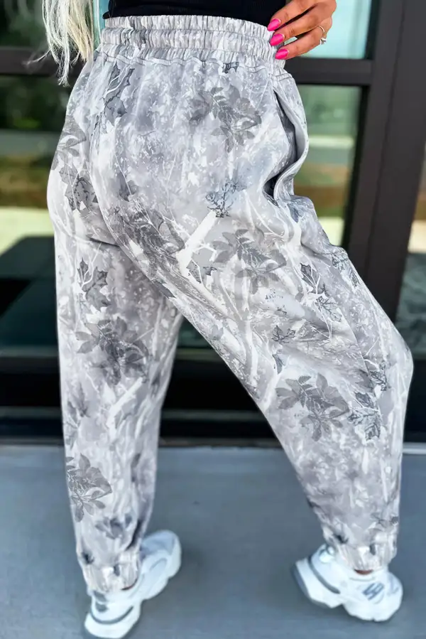 High-Waist Drawstring Elastic-Waist Camouflage Jogger Pants