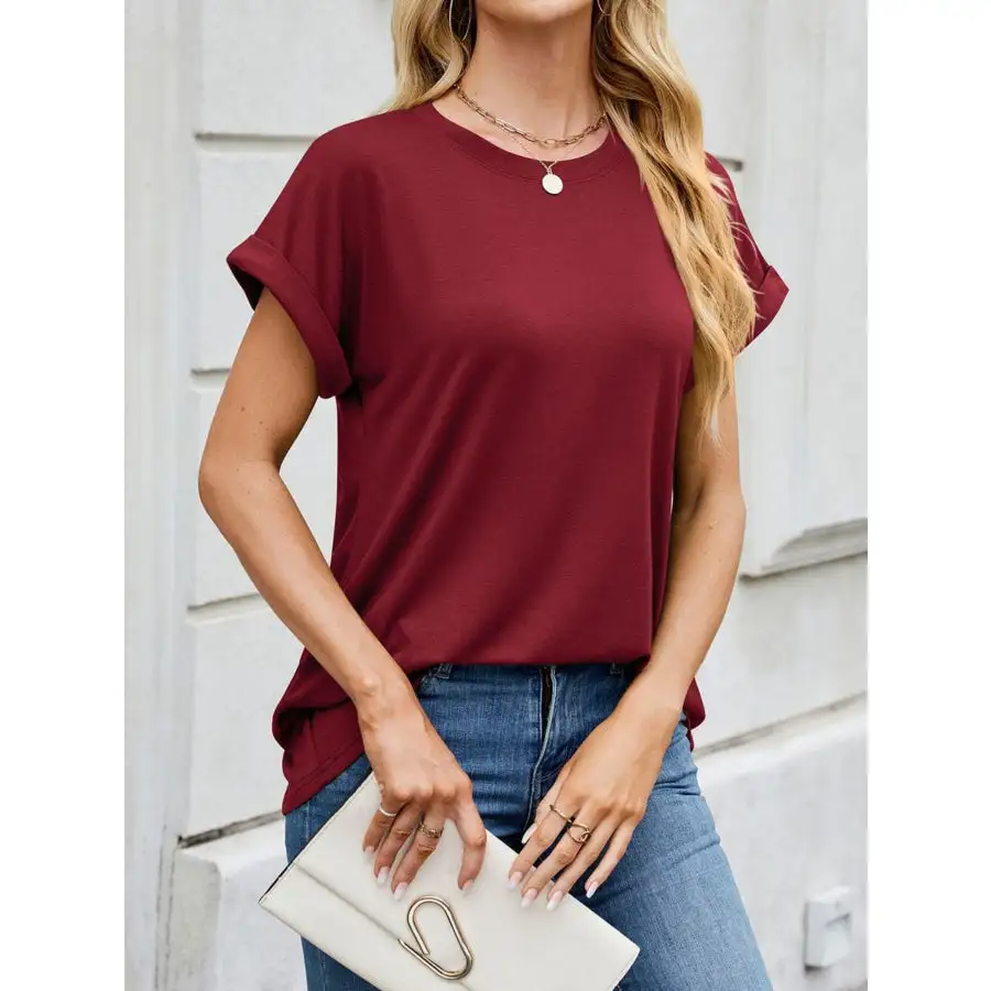 Polished Casual Rolled Sleeve T-shirt