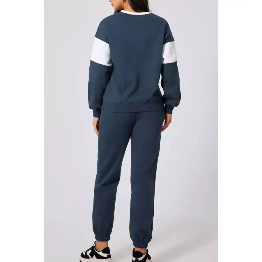 Drop Shoulder Loose Sweatshirt and Joggers Active Set
