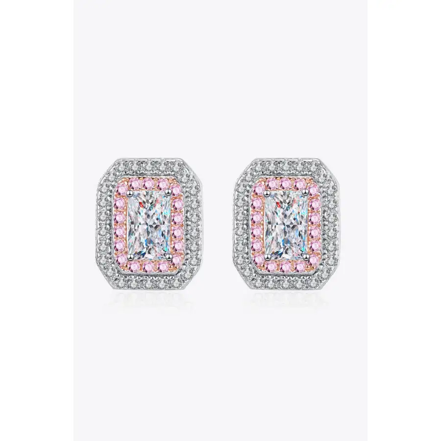 Moissanite and Zircon Contrast Geometric Stud Earrings
