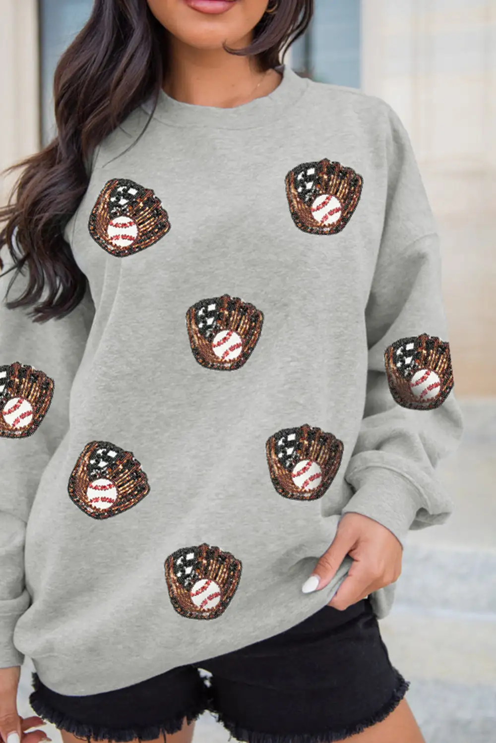 Sequin Accent Patchwork Sweatshirt