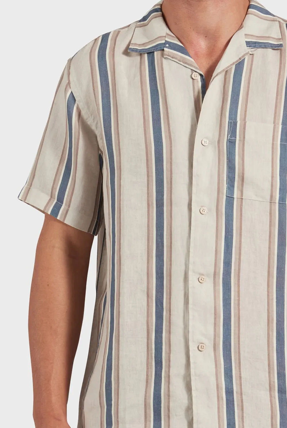 Natural Striped Short Sleeve Shirt