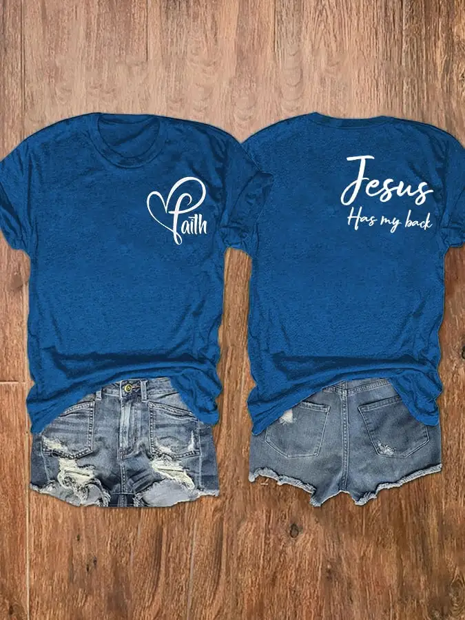Women's Jesus has my back print short-sleeve T-shirt