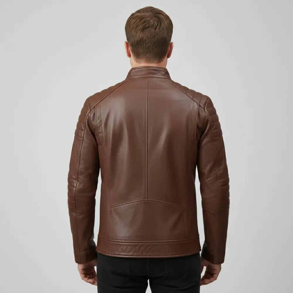Refined Leather Biker Bomber Multi Pocket Jacket