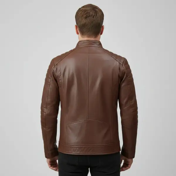 Refined Leather Biker Bomber Multi Pocket Jacket