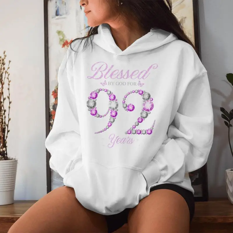 Blessed By God For 92 Years Old 92Nd Birthday B-Day Party Women Hoodie