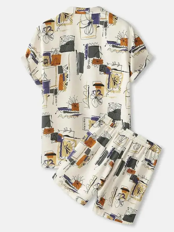 Everyday Printed Button Up Shirt and Shorts Set
