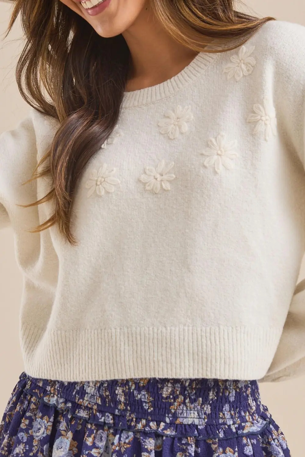 Embroidered Flower Sweater
