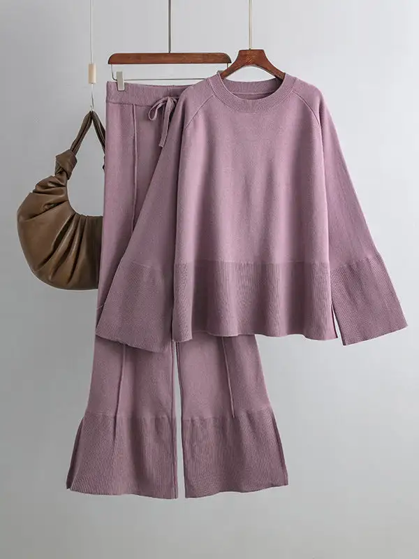 Long Sleeve Relaxed Round Neck Sweater And Pants Set