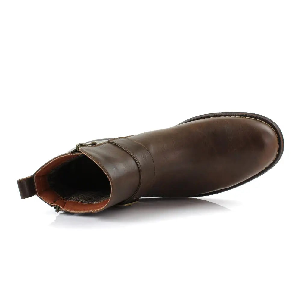 Faux-Leather Zip-Up Slip-On Chelsea Boots