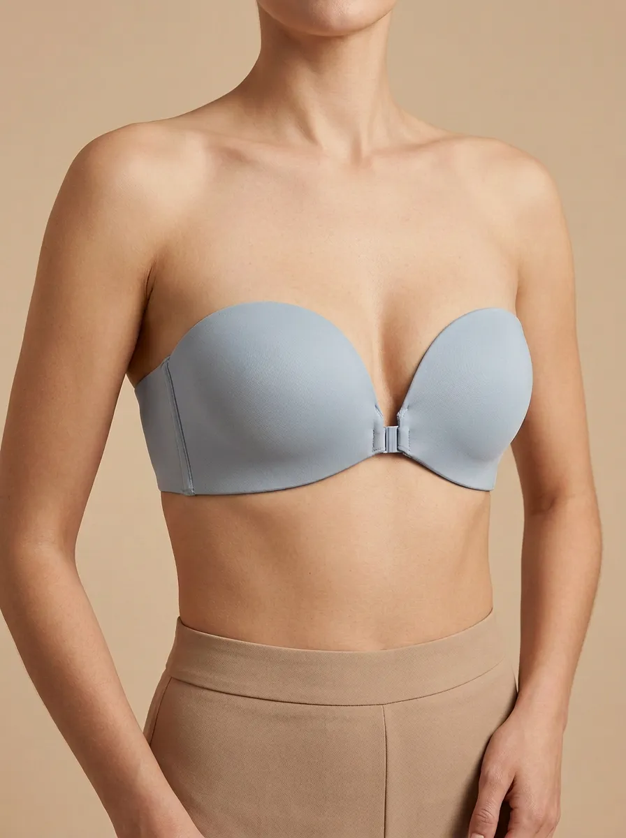 Women's Structured-Cup Molded-Cup Front-Closure Strapless Bra
