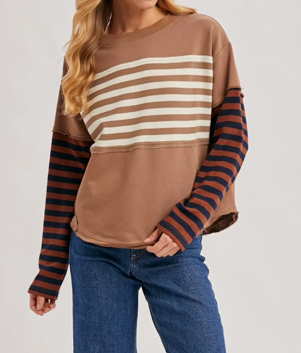 Latte Combo Striped Tee