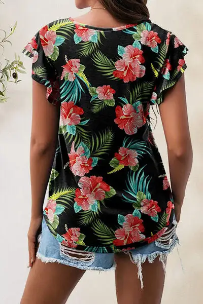 Playful Round-Neck Short-Sleeve Cotton T-Shirt