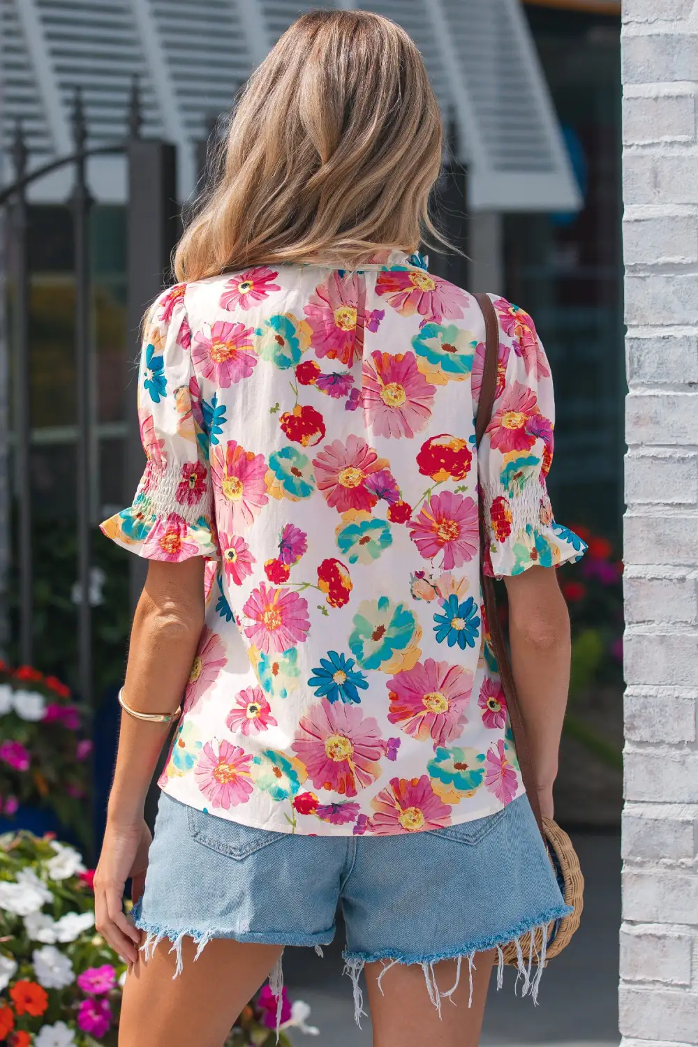 Everyday Floral V-Neck Puff Sleeve Blouse