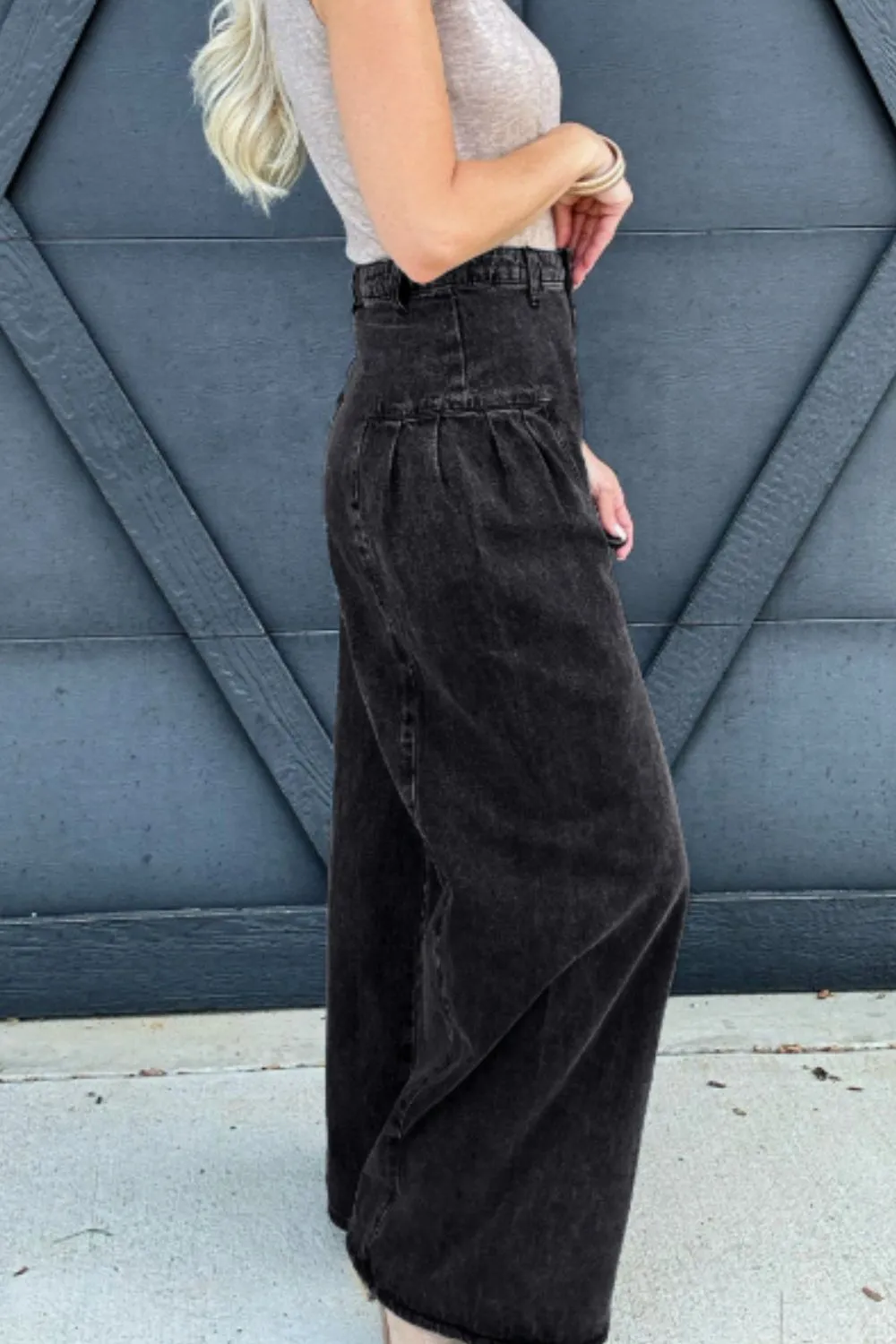 High Rise Wide Leg Pocket Denim Jeans