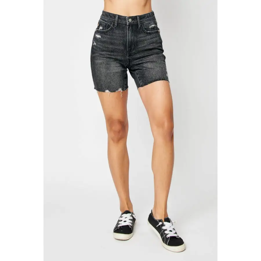 Full Size High Waist Tummy Control Denim Shorts