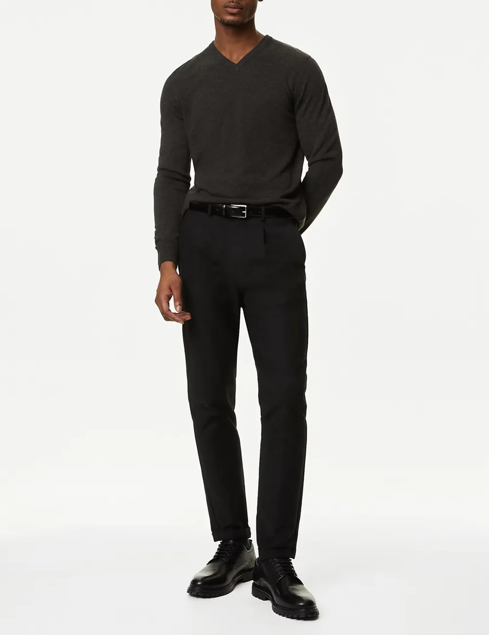 V-neck Long-Sleeved Knitted Sweater