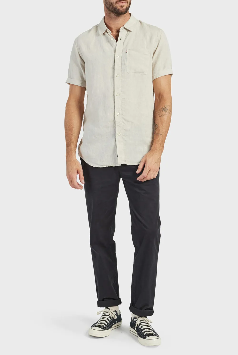 Black Slim Fit Linen Blend Trousers