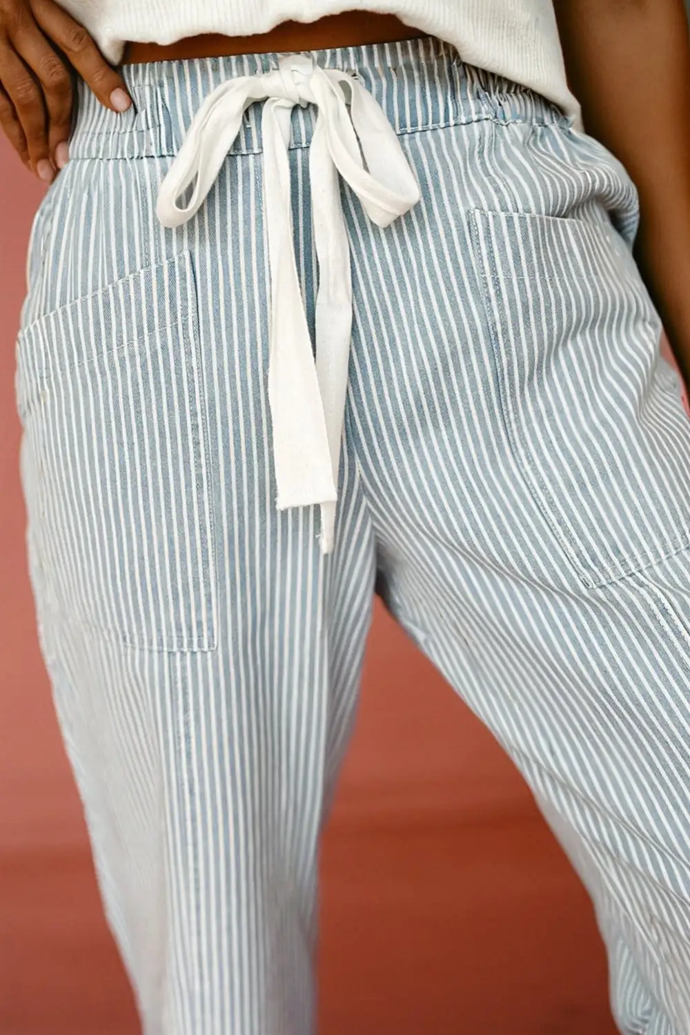 Mid Rise Drawstring Denim Jeans