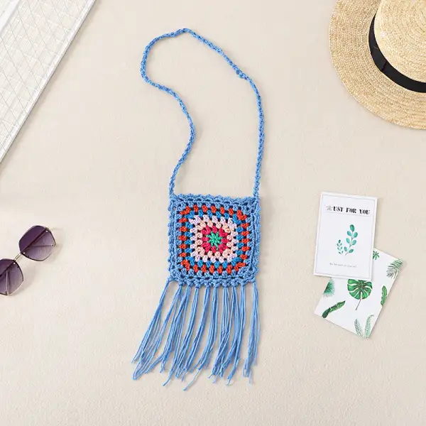 Crochet Granny Square Bag Hand-hooked Cotton Bag