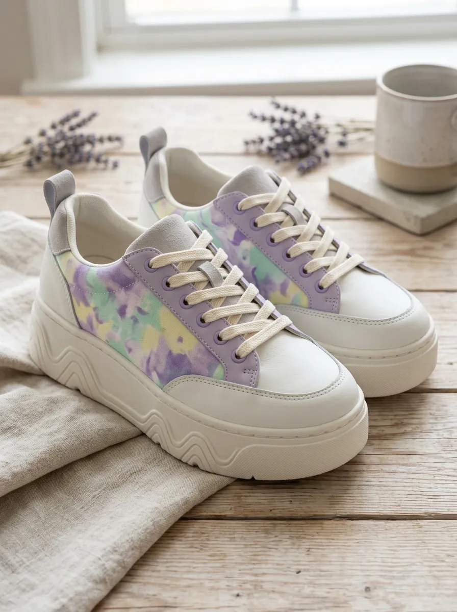 Women's Distinctive Pastel Tie-Dye Pattern Skate Shoes