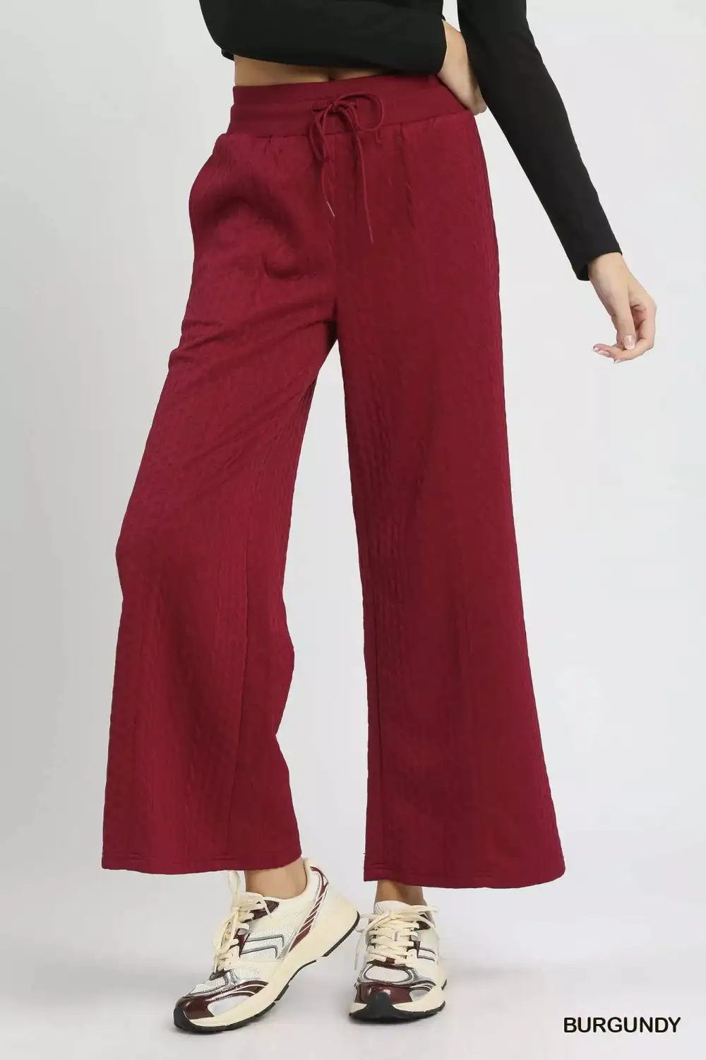 Relaxed Cable Knit Textured Wide Leg Pants