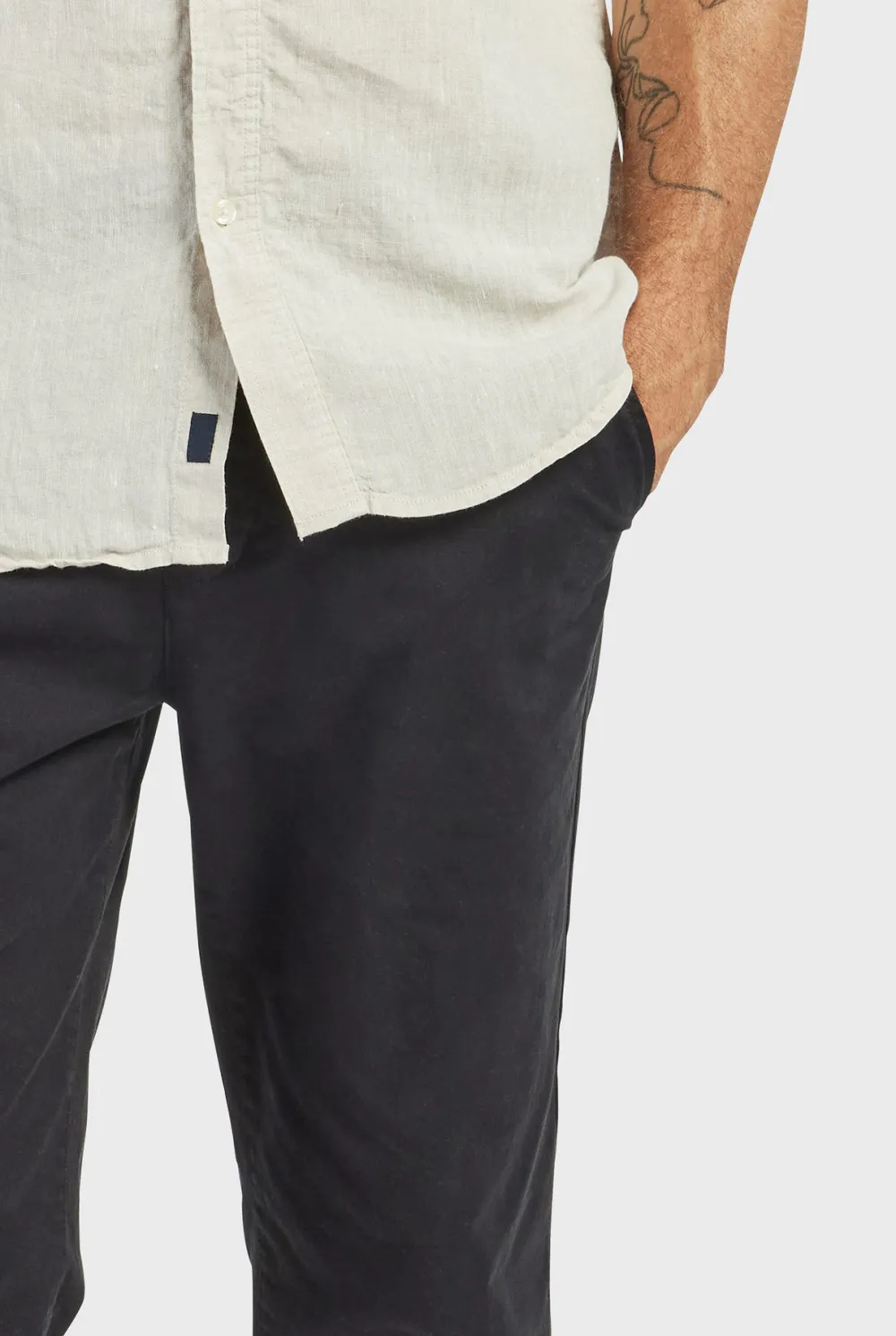 Black Slim Fit Linen Blend Trousers