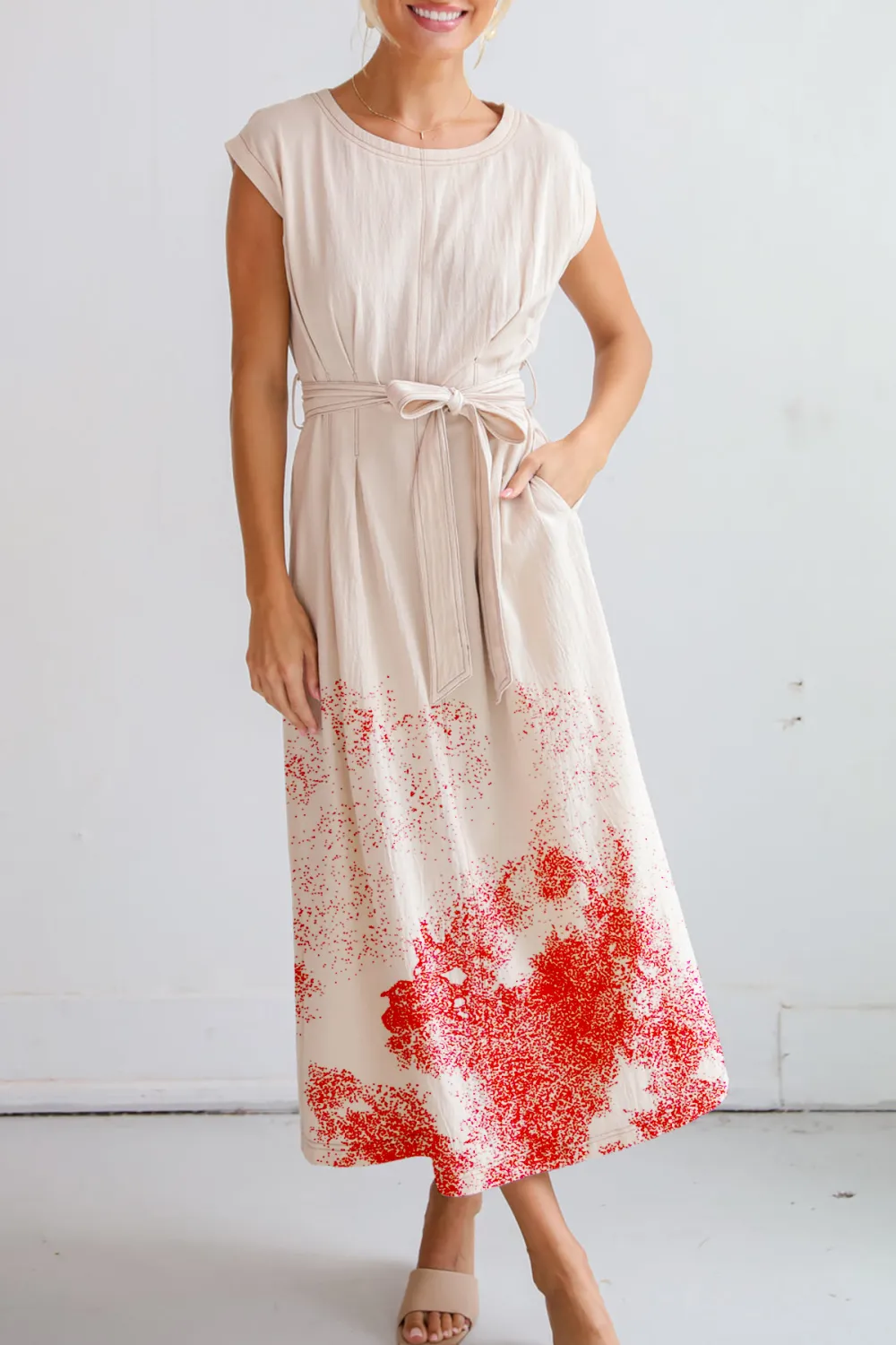 Easy To See Natural Midi Dress