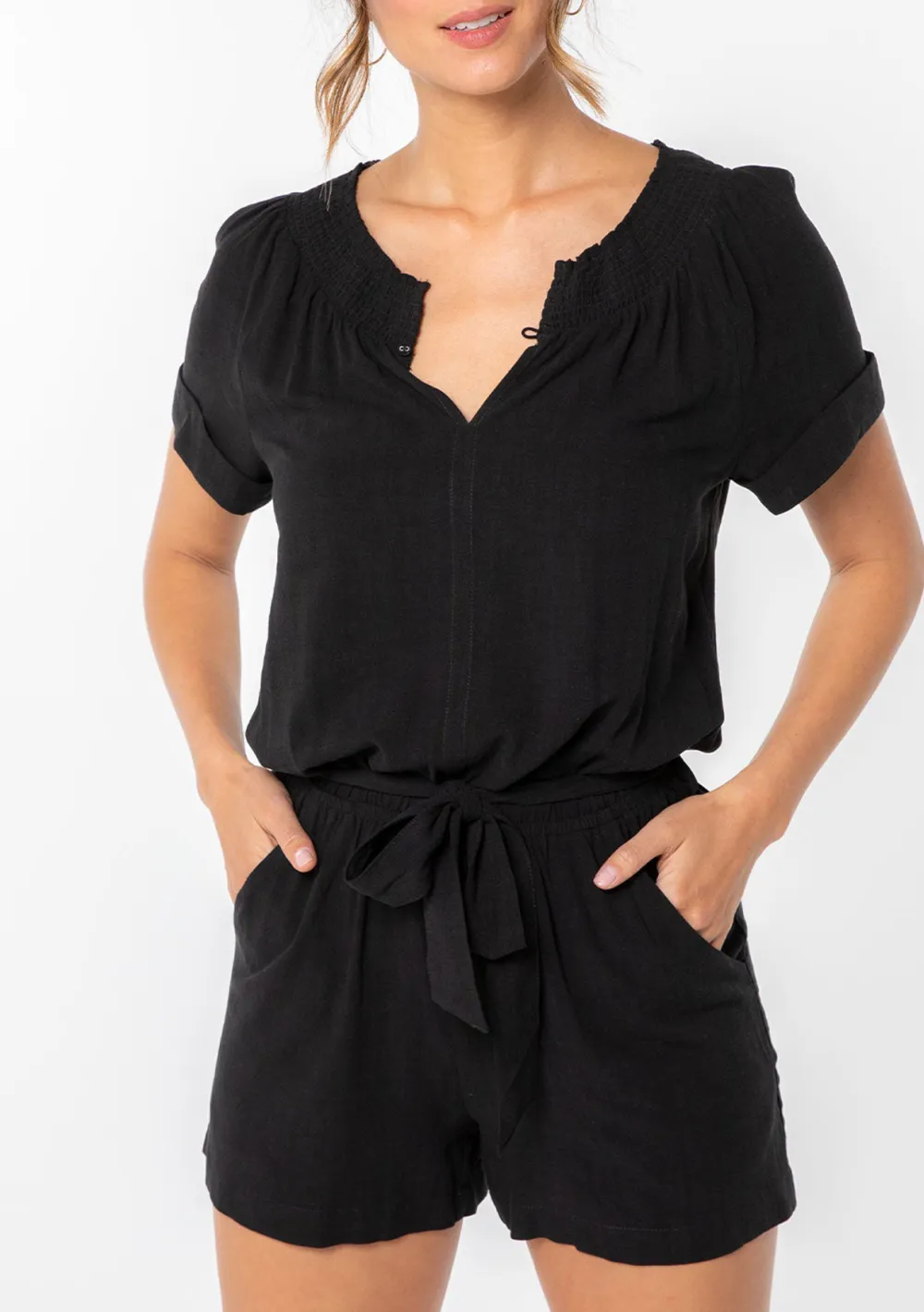 Tied Short Sleeve Romper