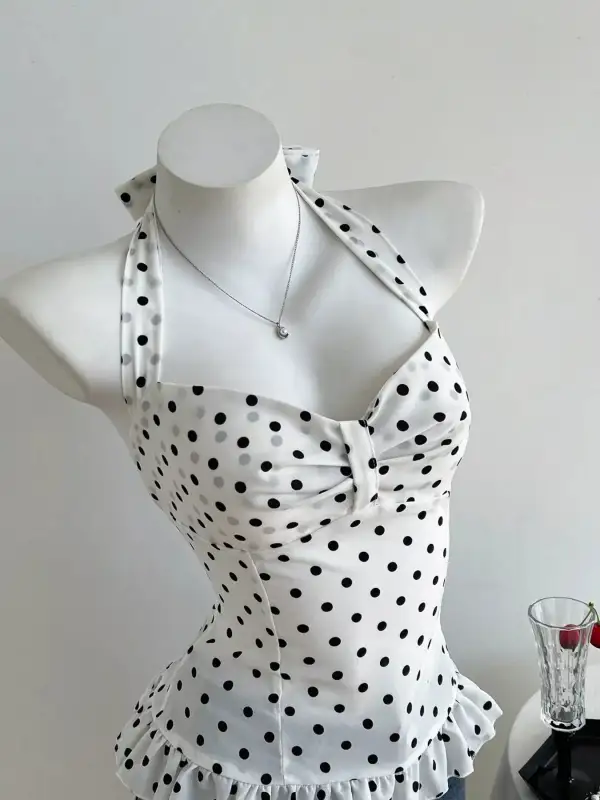 Polka Dot Halter Neck