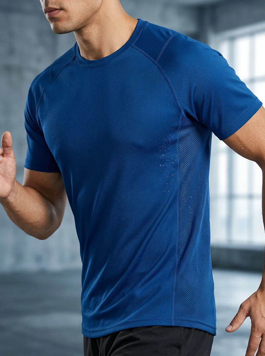 Men's Athletic Fitness Mesh Breathable Printed T-Shirt