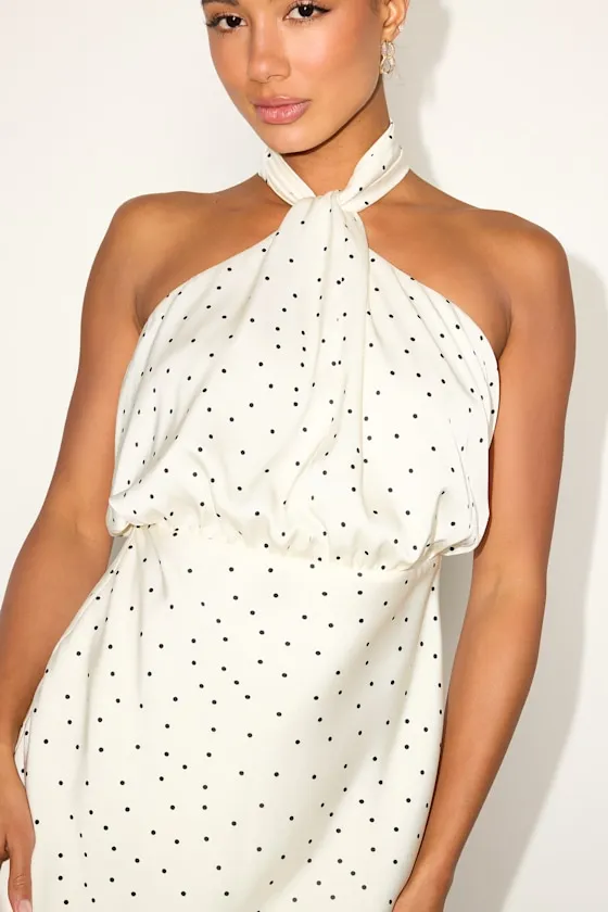 Sleek Essence Blue Floral Satin Halter Sleeveless Mini Dress