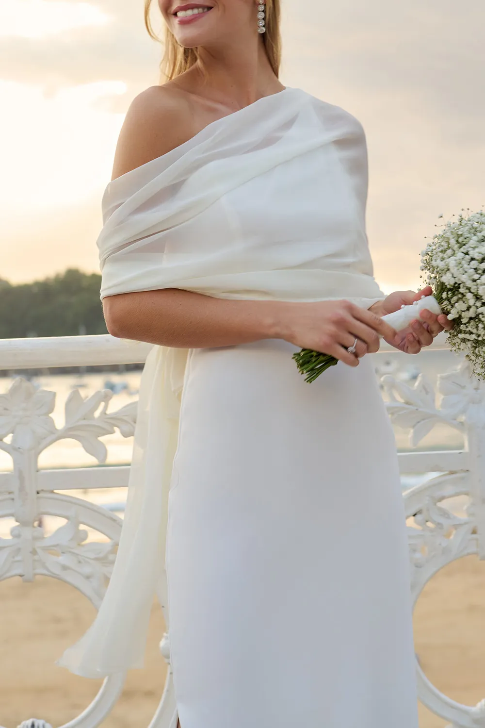 Solid Color Bride Shawl