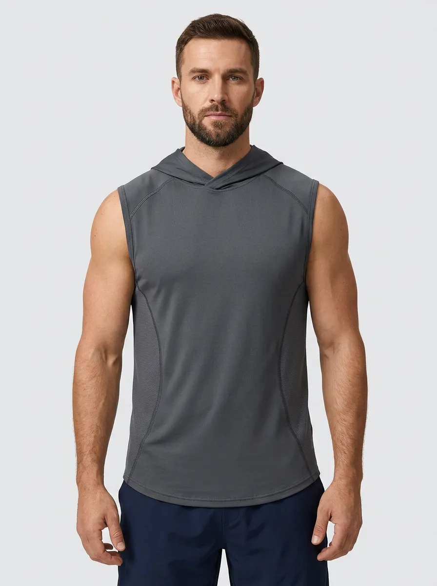 Men's Fitness Gym Workout Sleeveless Hooded Quick-Dry Tank Top