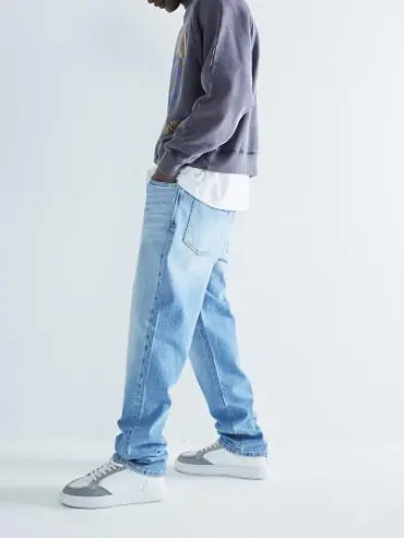 Men's  Blue Straight-Leg Stylish Casual Jeans