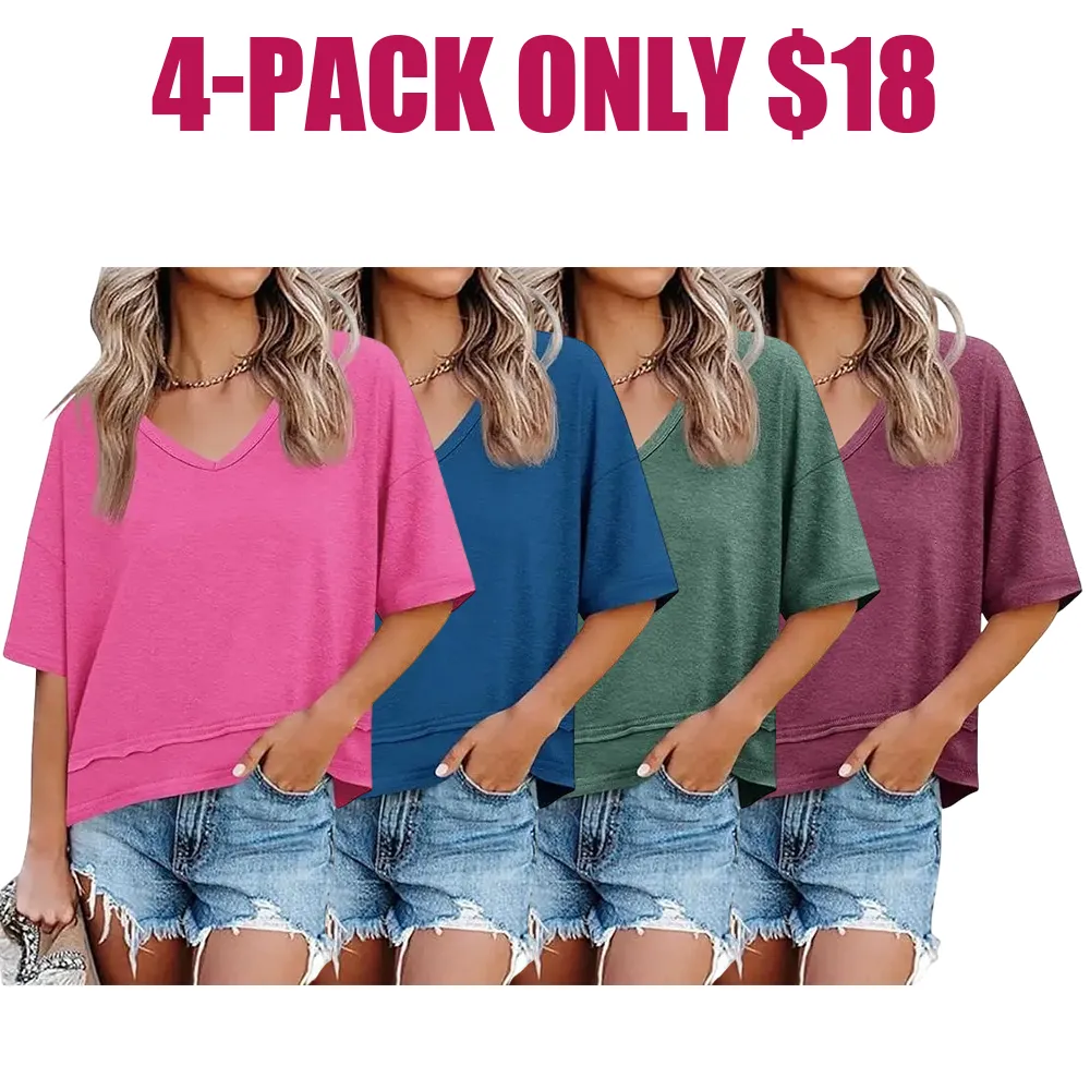 🔥Hot Sale💥-Women's Summer V-Neck T-Shirt🔥16-Pack - All Colors Included