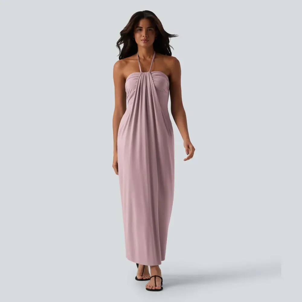 Halter Tie Back Maxi Dress with Pockets