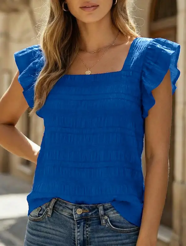 Square Neck Short Sleeves T Shirts Tee