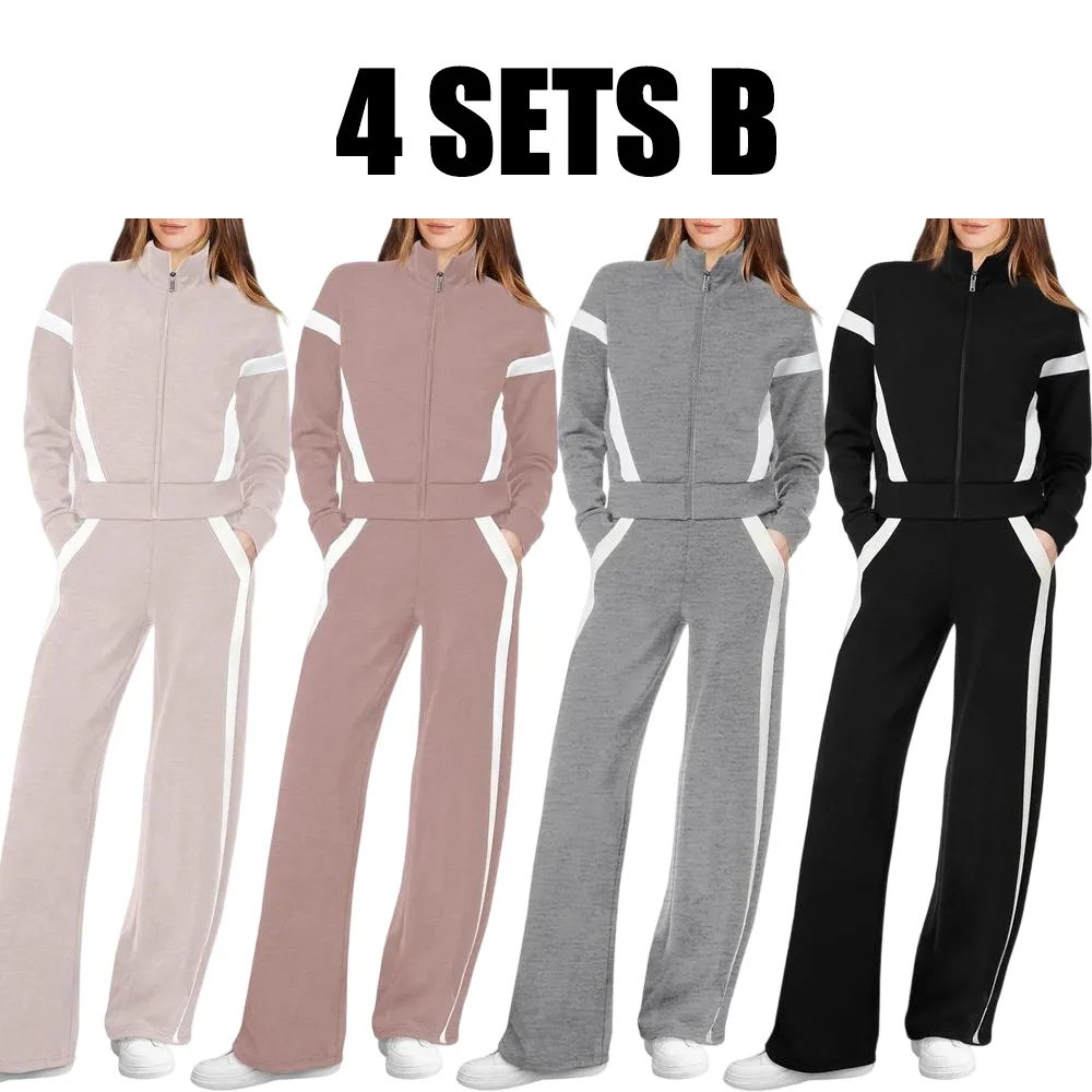 Lounge Sets for Women 2025 Sweatsuit 2 Piece Outfits Sweatshirt Wide Leg Sweatpant Tracksuit Matching Set