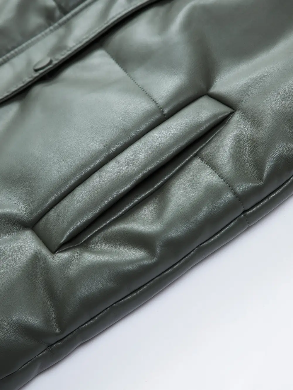 Faux Leather Stand Collar Jacket