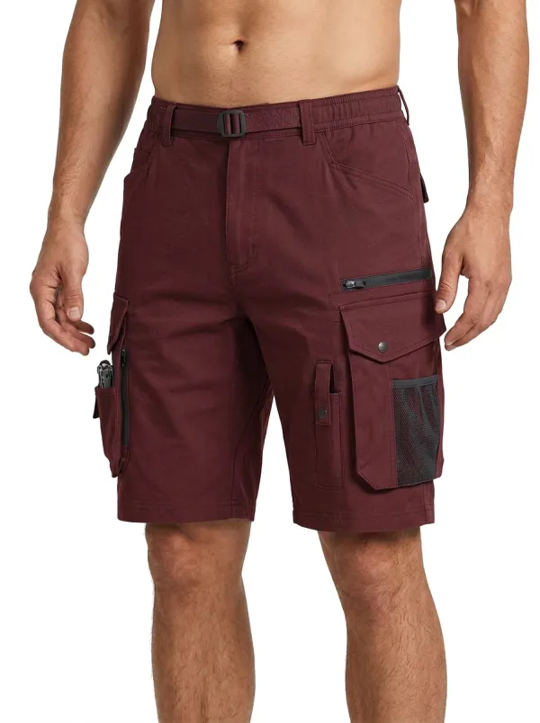 Men's Outdoor Tactical Multi-Pocket Belted Cargo Shorts