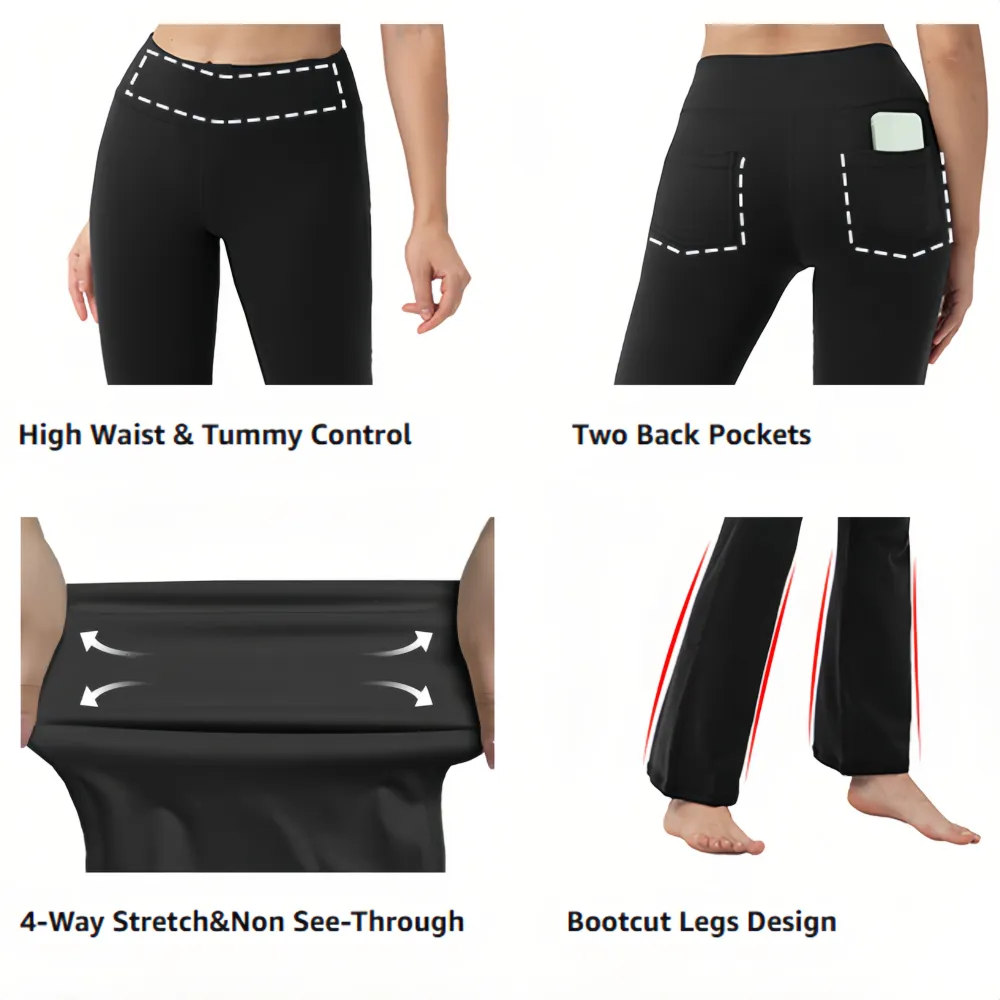 Flex High Waisted Back Side Pocket Slight Flare Work Pants