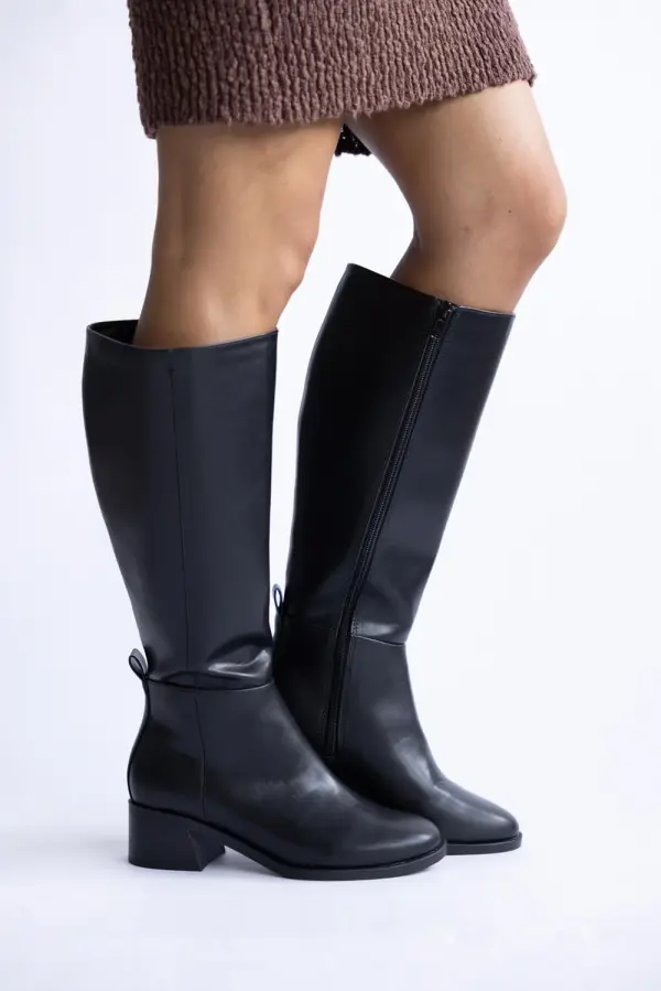 Western Faux Leather Round Toe Tall Boots