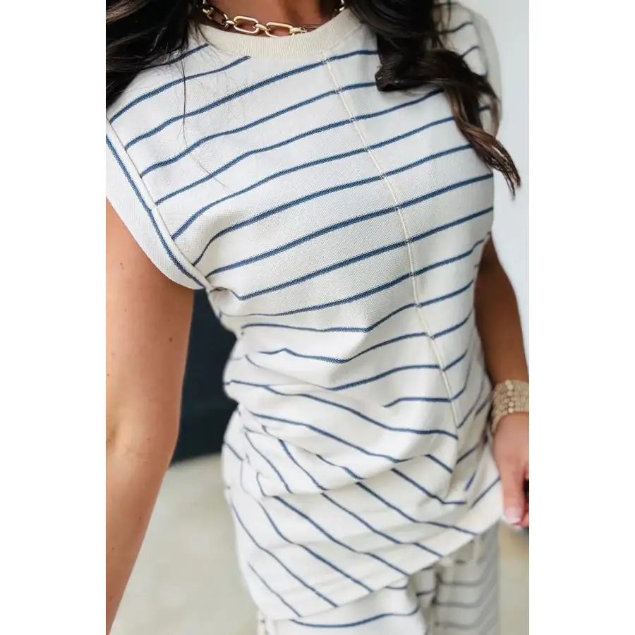 Everyday Striped Round Neck Top and Pants Set
